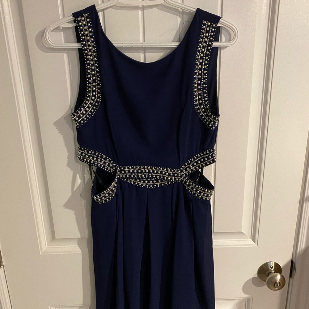 Navy Dress with Silver Beading